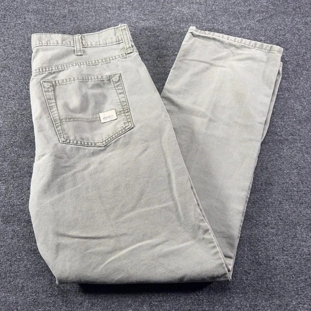 Eddie Bauer Mens Sage Green Cotton Canvas Straight Leg Pants 36x32 D1753291